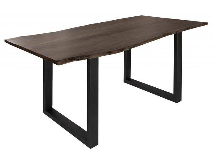 Massivmoebel24 Baumkantentisch FREEFORM (Baumtisch Akazie 140x90x76 grau Beine anthrazit matt FREEFORM 3), grau, U-Beine anthrazit matt von MASSIVMOEBEL24