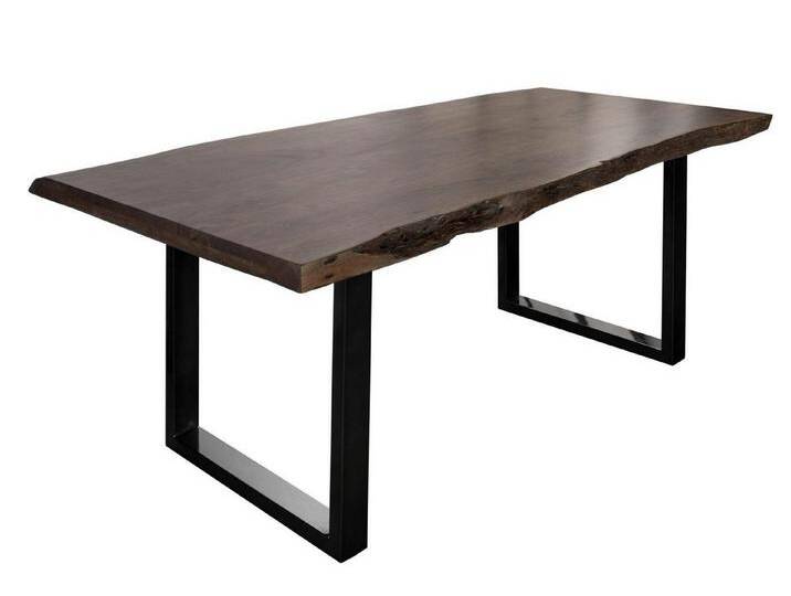 Massivmoebel24 Baumkantentisch FREEFORM (Baumtisch Akazie 160x90 grau, Beine anthrazit glänzend FREEFORM 5), grau, U-Beine anthrazit glänzend von MASSIVMOEBEL24