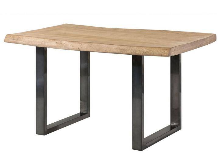 Massivmoebel24 Baumkantentisch FREEFORM (Baumtisch Mango 140x90x77 beige / U-Beine anthrazit FREEFORM 5), beige, U-Beine anthrazit glänzend von MASSIVMOEBEL24