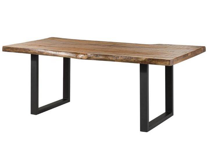 Massivmoebel24 Baumkantentisch FREEFORM (Baumtisch Mango 220x100x77 natur / U-Beine anthrazit FREEFORM 5), beige von MASSIVMOEBEL24