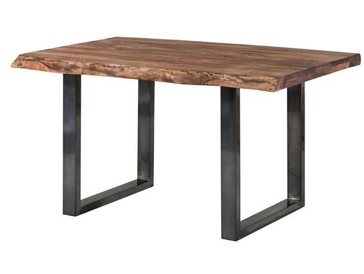 Massivmoebel24 Baumkantentisch FREEFORM (Baumtisch Sheesham 140x90x77 grau / U-Beine anthrazit FREEFORM 5), grau, U-Beine von MASSIVMOEBEL24