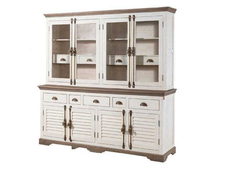 Massivmoebel24 Buffet #103 (Mango 204x50x210 weiß lackiert TOULOUSE #103), weiß, lackiert, weiß von MASSIVMOEBEL24