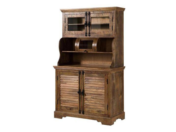 Massivmoebel24 Buffet #153 (Buffet Mango 110x55x190 dunkelbraun geölt RODEZ #153), braun von MASSIVMOEBEL24