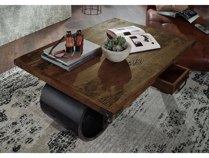 Massivmoebel24 Couchtisch RAILWAY (Massivholz, Massivholztisch), Couchtisch Mango 110x80x43 braun lackiert RAILWAY #405, braun von MASSIVMOEBEL24