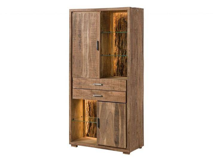Massivmoebel24 Dreh-/Schwebetürenschrank #103 (Massivholz Akazie 88x40x180 natur lackiert BARK #103), beige, natur von MASSIVMOEBEL24