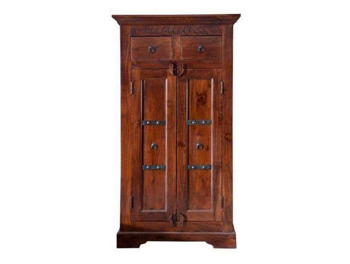 Massivmoebel24 Dreh-/Schwebetürenschrank #525 (Massivholz Akazie 72x38x132 nougat lackiert OXFORD #525), braun, dunkelbraun von MASSIVMOEBEL24
