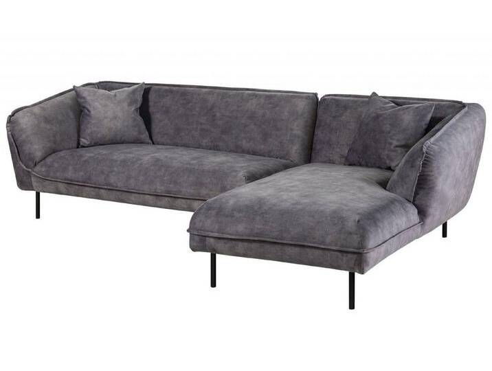 Massivmoebel24 Ecksofa, 277x173x76 Polyester grau GENT, grau, grau von MASSIVMOEBEL24