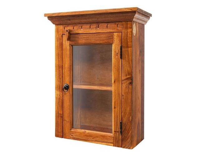 Massivmoebel24 Hängevitrine (Hängevitrine Akazie 52x24x69 honig lackiert OXFORD #01002), braun, hellbraun von MASSIVMOEBEL24