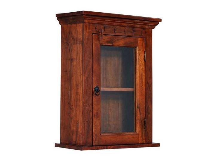 Massivmoebel24 Hängevitrine (Hängevitrine Akazie 52x24x69 nougat lackiert OXFORD #1002), braun, dunkelbraun von MASSIVMOEBEL24
