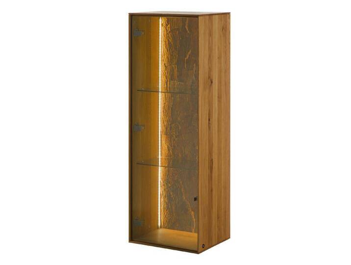 Massivmoebel24 Hängevitrine (Wildeiche 46x38x132 natur geölt LINDAU #13) Wildeiche 46x38x132 natur geölt LINDAU #13, beige von MASSIVMOEBEL24