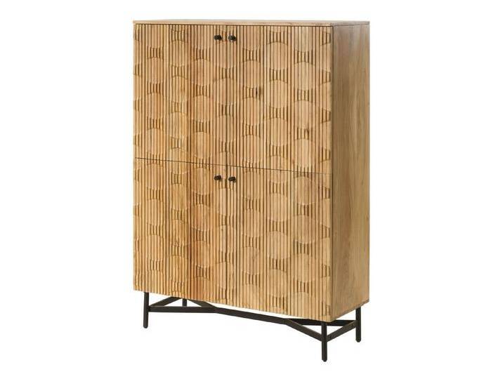 Massivmoebel24 Highboard (Massivholz), Akazie 110x40x150 natur lackiertLONDON #110, beige von MASSIVMOEBEL24