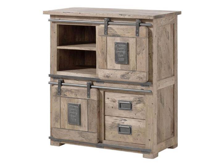 Massivmoebel24 Highboard (Highboard Mango 90x45x100 whitewash lackiert RAILWAY #3005) von MASSIVMOEBEL24
