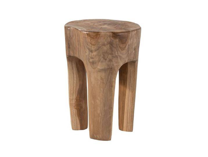 Massivmoebel24 Hocker (Hocker Teak Wurzel 30x30x40 natur lackiert UNIKA #154), beige von MASSIVMOEBEL24