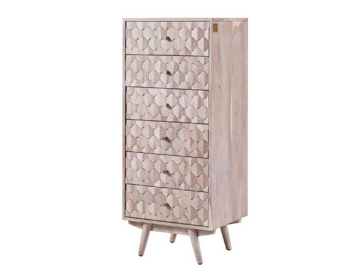 Massivmoebel24 Kommode (Kommode Akazie 53x42x125 weiß lackiert MOSAYK #208), weiß, Massivholz Edelstahl   , weiß von MASSIVMOEBEL24