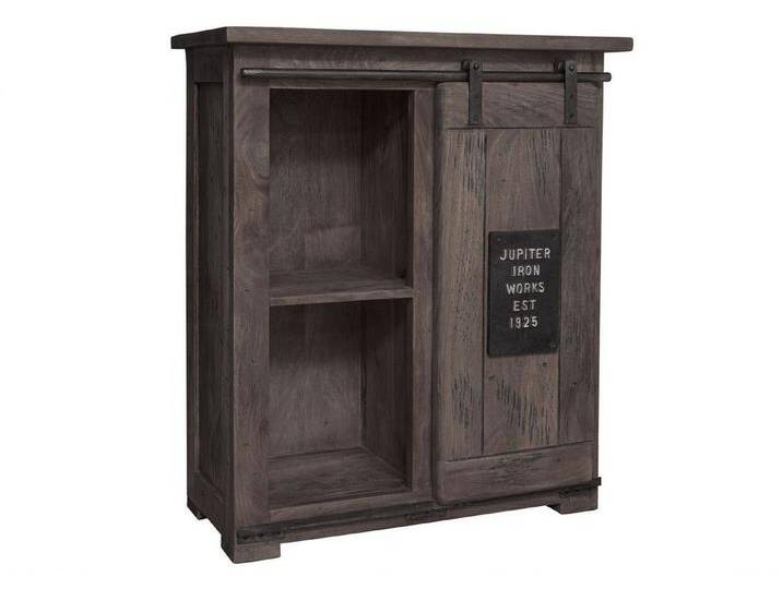 Massivmoebel24 Kommode (Kommode Mango 75x36x90 grau lackiert RAILWAY #253), grau, Massivholz Eisen   , grau von MASSIVMOEBEL24