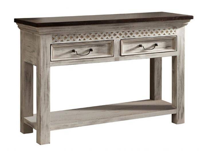 Massivmoebel24 Konsolentisch CASTLE-ANTIK (Massivholz, Massivholztisch), Mango/Akazie 115x40x76 weiß CASTLE-ANTIK #269, weiß von MASSIVMOEBEL24