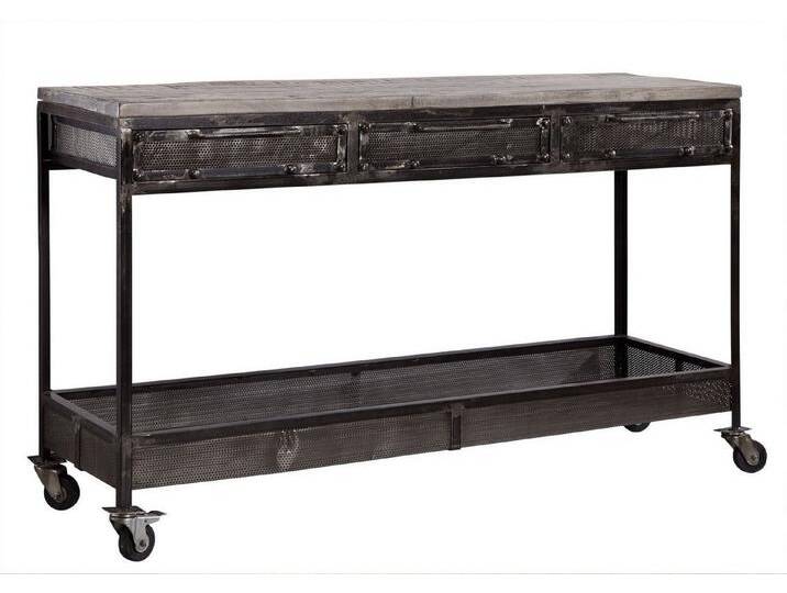 Massivmoebel24 Konsolentisch HEAVYINDUSTRY (Konsolentisch Mango 150x45x90 grau lackiert HEAVYINDUSTRY #121), grau von MASSIVMOEBEL24