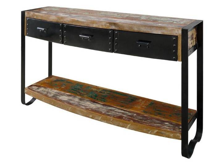 Massivmoebel24 Konsolentisch INDUSTRIAL (Konsolentisch Altholz 135x35x80 mehrfarbig lackiert INDUSTRIAL #42) von MASSIVMOEBEL24