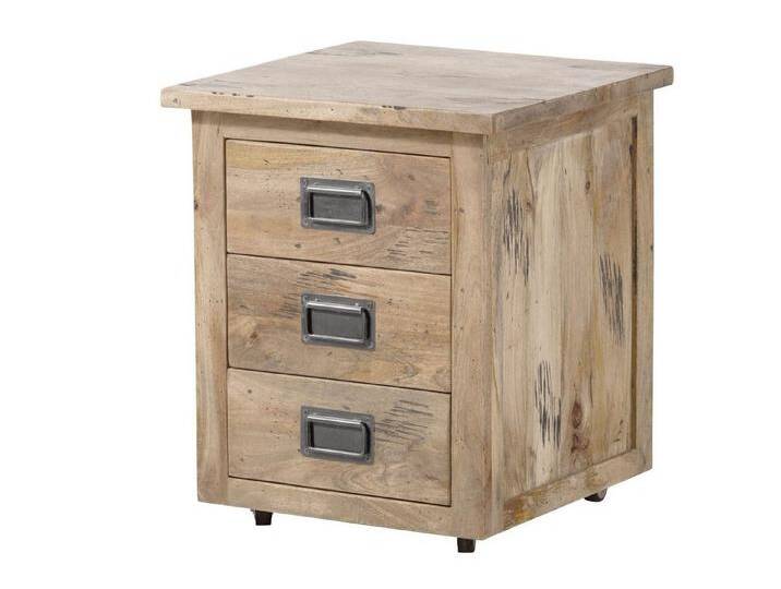Massivmoebel24 Rollcontainer, (Rollcontainer Mango 50x50x60 whitewash lackiert RAILWAY #3003), Rollcontainer Mango 50x50x60 whitewash lackiert RAILWAY #3003 von MASSIVMOEBEL24