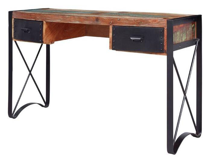 Massivmoebel24 Schreibtisch INDUSTRIAL (Massivholz, Massivholztisch), Schreibtisch Altholz 135x50x80 lackiert INDUSTRIAL #43, bunt von MASSIVMOEBEL24