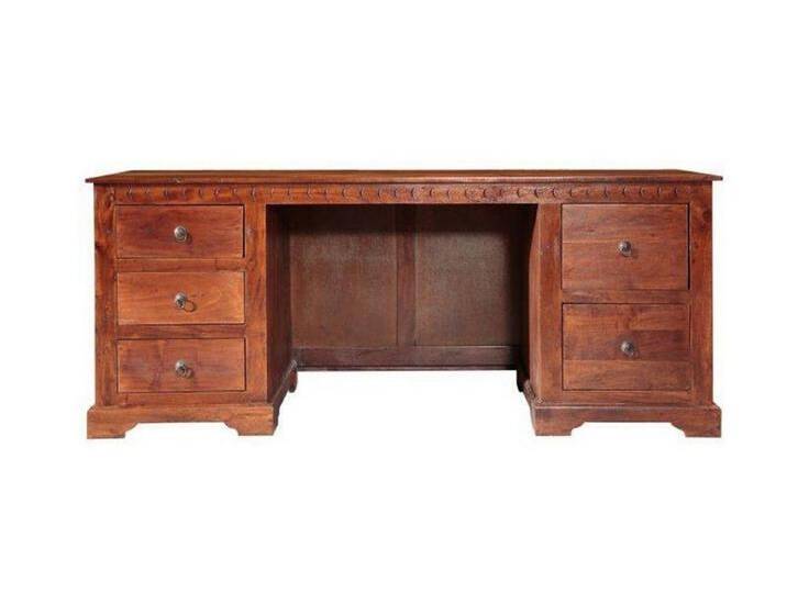 Massivmoebel24 Schreibtisch OXFORD (Schreibtisch Akazie 180x80x74 nougat lackiert OXFORD #529), braun von MASSIVMOEBEL24