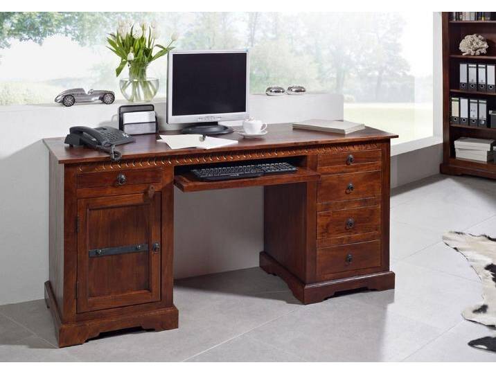 Massivmoebel24 Schreibtisch Schreibtisch Akazie 158x54x76 nougat lackiert OXFORD #522, braun, dunkelbraun - dunkelbraun Massivmoebel24 Schreibtisch Schreibtisch Akazie 158x54x76 nougat lackiert OXFORD #522, braun, dunkelbraun - dunkelbraun von MASSIVMOEBEL24