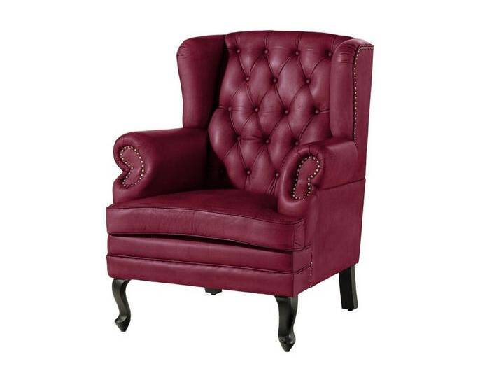 Massivmoebel24 Sessel (Ohrensessel Echtleder 88x81x105 rot CHESTERFIELD #401), Ohrensessel Echtleder 88x81x105 rot CHESTERFIELD #401, rot, rot von MASSIVMOEBEL24