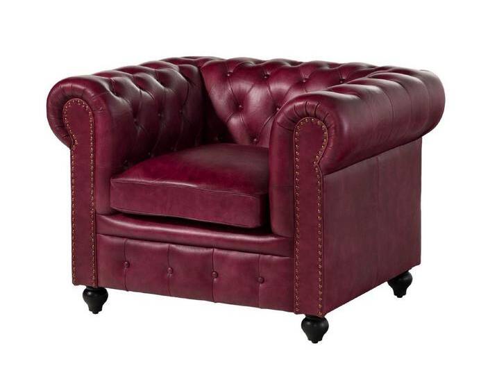 Massivmoebel24 Sessel (Sessel Echtleder 105x82x75 rot CHESTERFIELD #402), rot, rot von MASSIVMOEBEL24