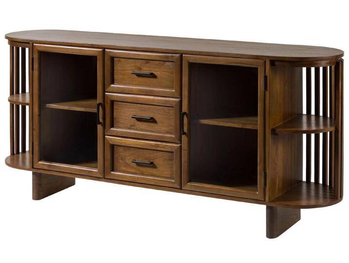 Massivmoebel24 Sideboard (Massivholz), Akazie 175x40x80 natur lackiert MADRID #55, beige von MASSIVMOEBEL24