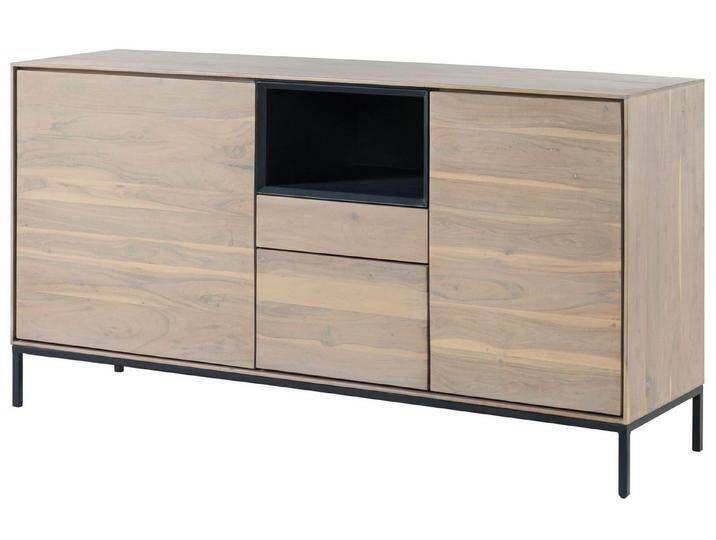 Massivmoebel24 Sideboard (Sideboard Akazie 160x45x85 grau-weiß geölt CHICAGO #04) von MASSIVMOEBEL24