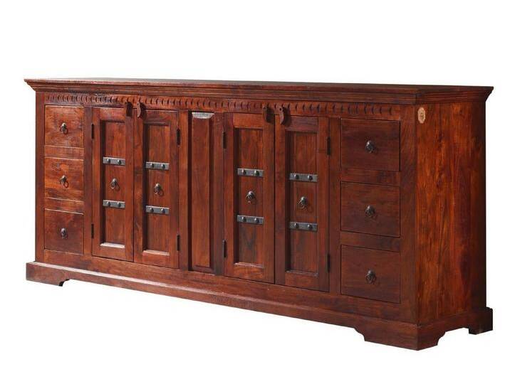 Massivmoebel24 Sideboard (Sideboard Akazie 212x50x92 nougat lackiert OXFORD #414) von MASSIVMOEBEL24