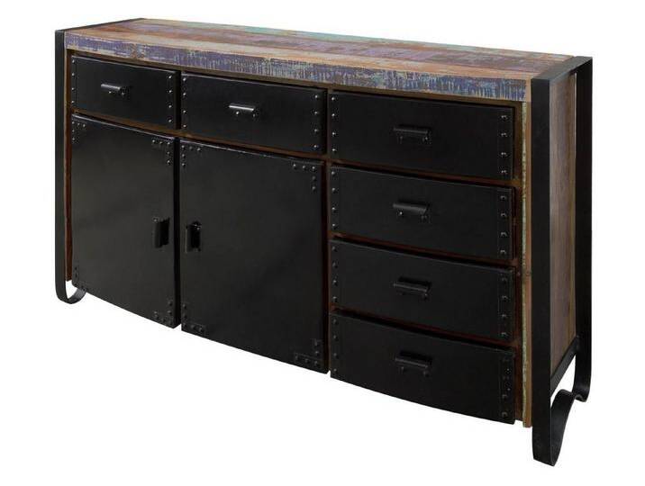 Massivmoebel24 Sideboard (Sideboard Altholz 148x43x90 mehrfarbig lackiert INDUSTRIAL #104), bunt von MASSIVMOEBEL24