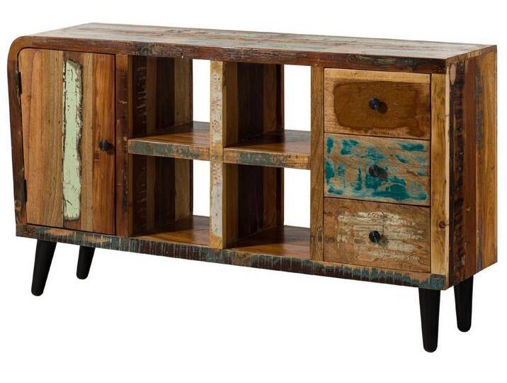 Massivmoebel24 Sideboard (Sideboard Altholz 150x40x86 mehrfarbig lackiert SIXTIES #101) von MASSIVMOEBEL24