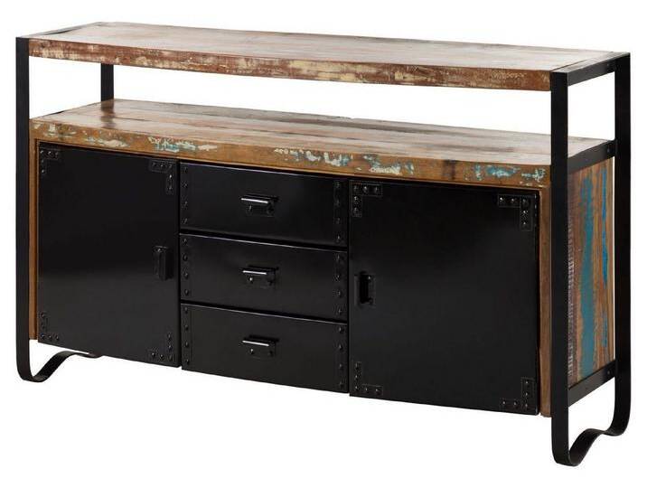 Massivmoebel24 Sideboard (Sideboard Altholz 150x43x90 mehrfarbig lackiert INDUSTRIAL #06), bunt von MASSIVMOEBEL24