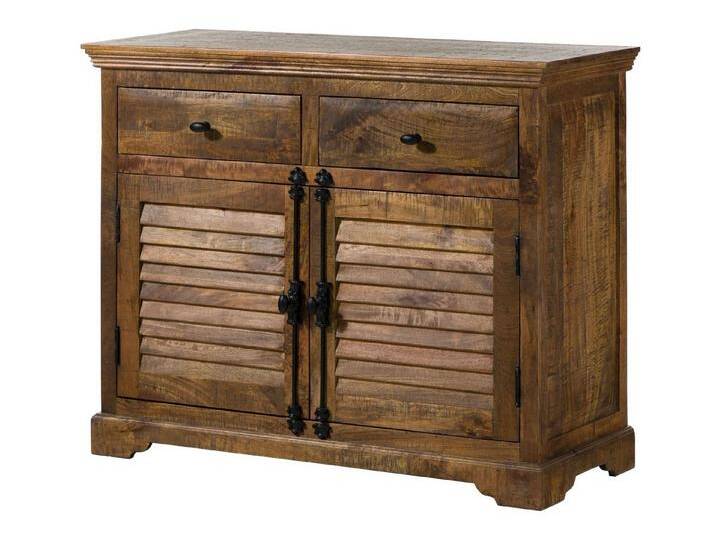 Massivmoebel24 Sideboard (Sideboard Mango 110x45x90 dunkelbraun geölt RODEZ #119), braun, Schubladen: 2 St. von MASSIVMOEBEL24