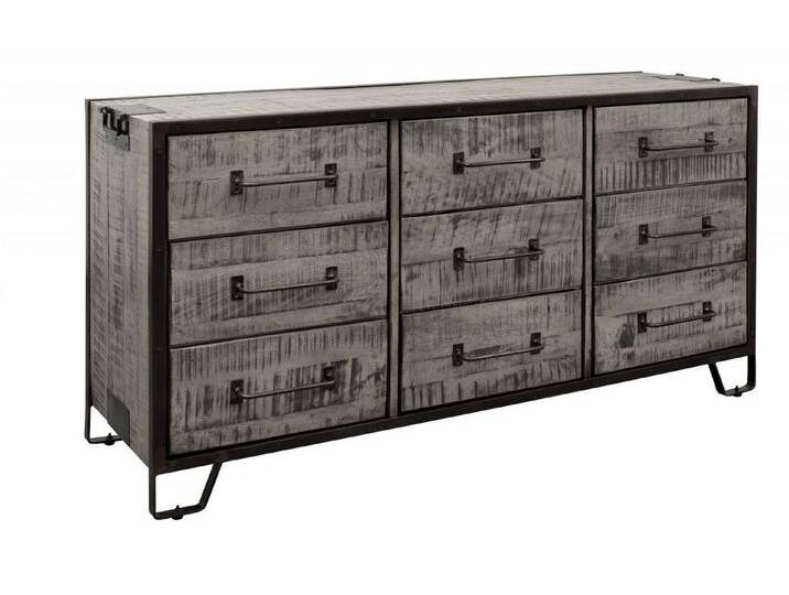 Massivmoebel24 Sideboard (Sideboard Mango 150x45x80 grau lackiert HEAVYINDUSTRY #118), grau, Eisen Massivholz   , grau von MASSIVMOEBEL24