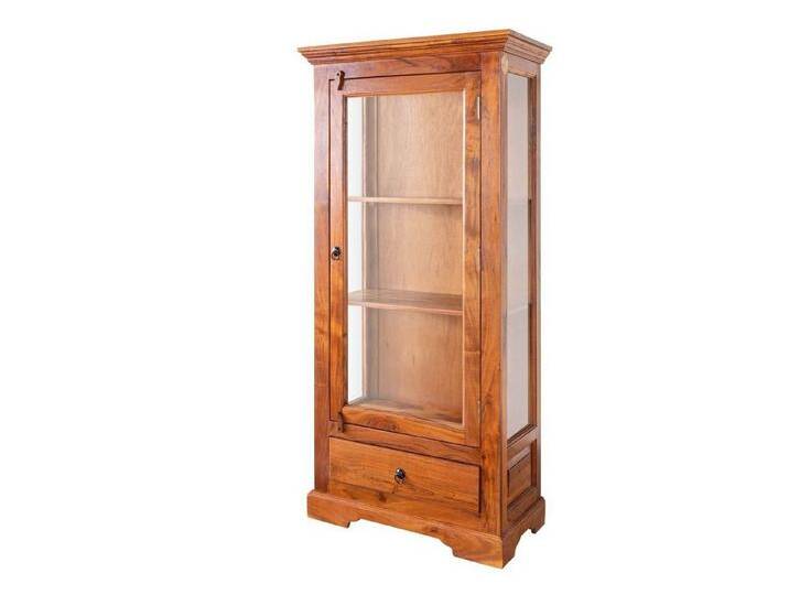 Massivmoebel24 Standvitrine (Vitrine Akazie 72x40x155 honig lackiert OXFORD #0527), braun, Massivholz, hellbraun von MASSIVMOEBEL24