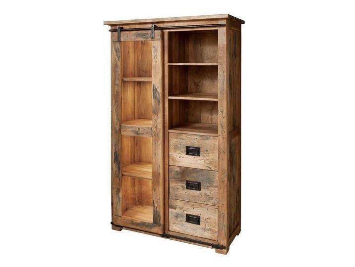 Massivmoebel24 Standvitrine (Vitrine Mango 100x45x175 natur lackiert RAILWAY #126), beige, Massivholz, natur von MASSIVMOEBEL24