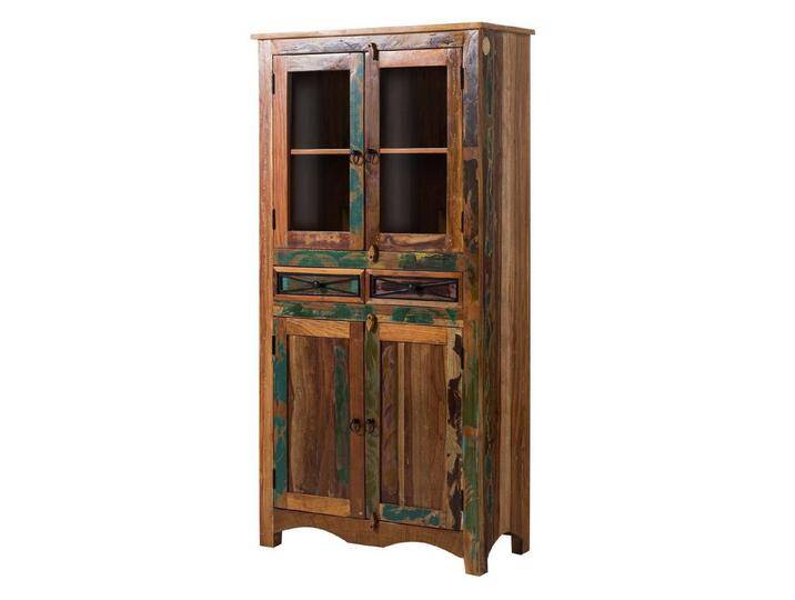 Massivmoebel24 Standvitrine (Altholz 90x40x180 mehrfarbig lackiert NATURE OF SPIRIT #08) Altholz 90x40x180 mehrfarbig lackiert NATURE OF SPIRIT #08 von MASSIVMOEBEL24