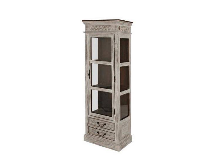 Massivmoebel24 Standvitrine #207 (Vitrine Mango/Akazie 55x40x165 weiß gewachst CASTLE-ANTIK #207), weiß von MASSIVMOEBEL24