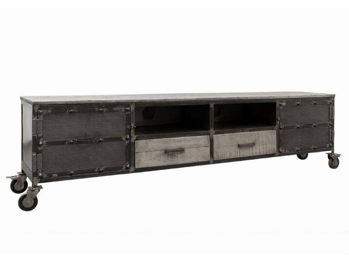 Massivmoebel24 TV-Board (TV-Board Mango 220x40x60 grau lackiert HEAVY INDUSTRY #132), grau, grau von MASSIVMOEBEL24