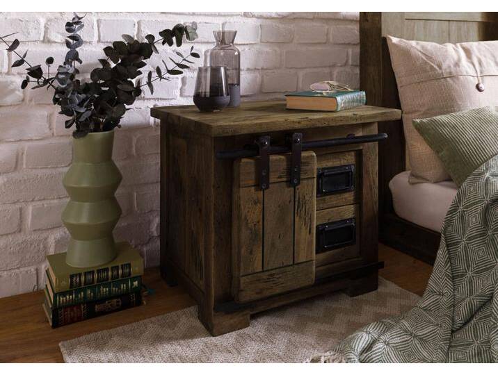 Nachttisch Mango 50x40x45 braun lackiert RAILWAY #4012 von MASSIVMOEBEL24