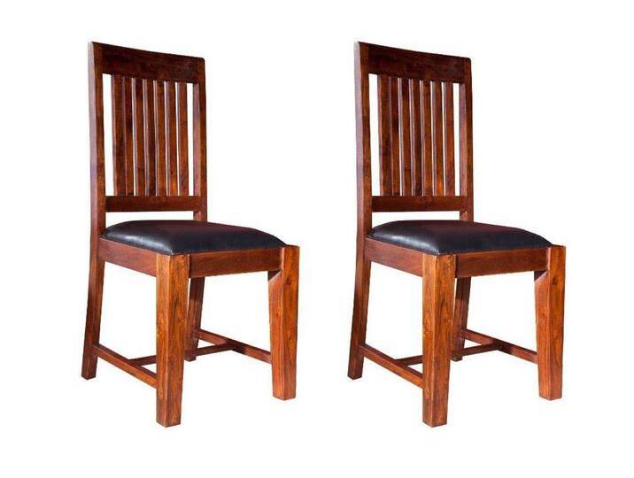 OXFORD Stuhl #15 mit Polster schwarz 2er Set 48x51x100 Akazie nougat von MASSIVMOEBEL24