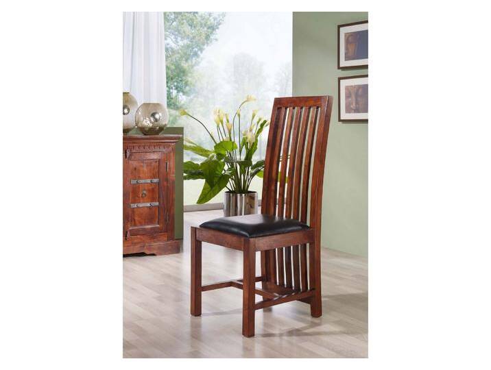 OXFORD Stuhl ZENO #29 2er Set 43x50x109 Polster schwarz Akazie nougat lackiert von MASSIVMOEBEL24