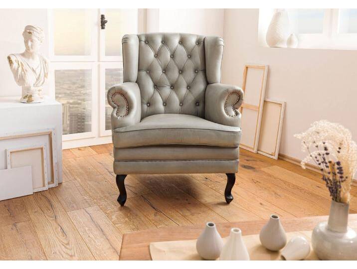 Ohrensessel Echtleder 88x81x105 grau CHESTERFIELD #201 Ohrensessel Echtleder 88x81x105 grau CHESTERFIELD #201 von MASSIVMOEBEL24