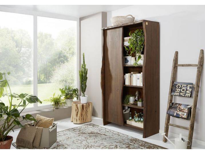 Regal Akazie 105x45x204 braun lackiert PURE ACACIA #810 von MASSIVMOEBEL24