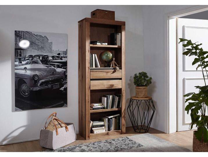 Regal Wild-/Zerreiche 71x35x190 Tabacco brown geölt MONTREUX #324 von MASSIVMOEBEL24