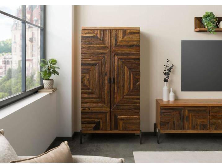 Schrank Altholz 90x40x180 natur lackiert LYON #170 von MASSIVMOEBEL24