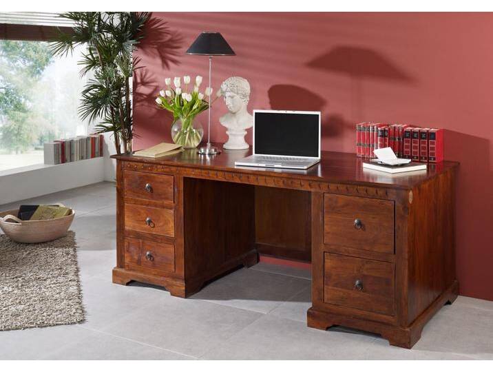 Schreibtisch Akazie 180x80x74 nougat lackiert OXFORD #529 von MASSIVMOEBEL24