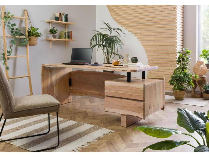 Schreibtisch Akazie 190x70x76 natur lackiert PURE ACACIA #151 von MASSIVMOEBEL24